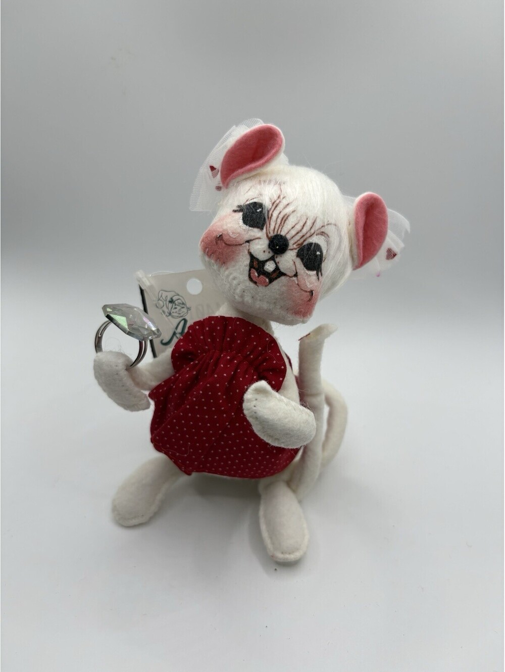Annalee Dolls 7" Valentine's Day A Girls Best Friend Diamond Mouse 2001 W Tags